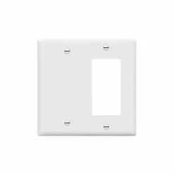 Flash Sale ✔️ Combination Decorator Rocker/Blank Outlet Wall Plate, Standard Size, 2-Gang 4.50 Inch X 4.57 Inch Light Switch Cover, Polycarbonate Thermoplastic, UL Listed, 880131-W, White ⌛