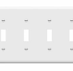 Cheap ✨ Quad Light Switch Wall Plate, Standard Size 4-Gang 4.50" X 8.19", Unbreakable Polycarbonate Thermoplastic, 8814-W, White ⌛