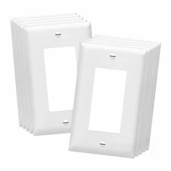 New 🤩 Decorator Light Switch Or Receptacle Outlet Wall Plate, Size 1-Gang 4.50 Inches X 2.76 Inches, Unbreakable Polycarbonate Thermoplastic, 8831-W-10PCS, White (10 Pack), UL Listed 😀