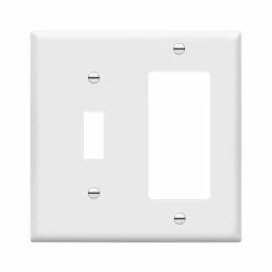 Best deal 🛒 Nerlites 881131-W Decorator/Toggle Switch Wall Plate Combination, 2-Gang, White, Standard Size, Unbreakable Polycarbonate, Replacement Receptacle Faceplates Outlet Cover 🌟