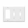 Deals ✔️ Combination Double Toggle/Single Decorator Rocker Outlet Wall Plate, Standard Size 3-Gang Light Switch Cover(4.5" X 6.38"), Polycarbonate Thermoplastic, UL Listed，881231-W, White, Two One ⭐ -Lighting & Ceiling Fans Shop 219EDtxrN9L