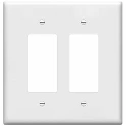 Hot Sale ⌛ Decorator Light Switch Or Receptacle Outlet Wall Plate, Gloss Finish, Size 2-Gang 4.50" X 4.57", Unbreakable Polycarbonate Thermoplastic, UL Listed, 8832-W, White 🎉 -Lighting & Ceiling Fans Shop 21D9Ys6PepS