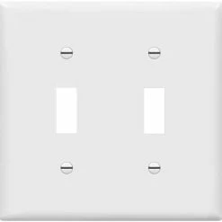 Best Sale ⭐ Toggle Light Switch Wall Plate, Gloss Finish, Size 2-Gang 4.50" X 4.57", Double Switch Cover, Unbreakable Polycarbonate Thermoplastic, 8812-W, White 🧨 -Lighting & Ceiling Fans Shop 21DHfqTe94L. AC