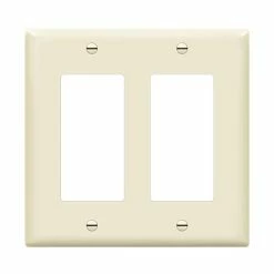 Hot Sale ⌛ Decorator Light Switch Or Receptacle Outlet Wall Plate, Gloss Finish, Size 2-Gang 4.50" X 4.57", Unbreakable Polycarbonate Thermoplastic, UL Listed, 8832-W, White 🎉 -Lighting & Ceiling Fans Shop 21gucuVhosS