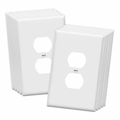 Brand new 😍 Jumbo Duplex Receptacle Outlet Wall Plate, Electrical Outlet Covers, Gloss Finish, Over-Size 1-Gang 5.5" X 3.5", Polycarbonate Thermoplastic, 8821O-W-10PCS, White (10 Pack) 😀