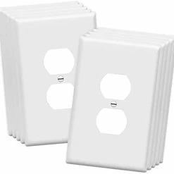 Brand new 😍 Jumbo Duplex Receptacle Outlet Wall Plate, Electrical Outlet Covers, Gloss Finish, Over-Size 1-Gang 5.5" X 3.5", Polycarbonate Thermoplastic, 8821O-W-10PCS, White (10 Pack) 😀 -Lighting & Ceiling Fans Shop 21nnBaLiaOS. AC