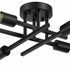 Discount 🔥 Industrial 4-Light Semi Flush Mount Ceiling Light Fixture, Modern Farmhouse Lighting Matte Black, Rustic Sputnik Chandelier Ceiling Lamp For Kitchen Bedroom Living Room Bathroom Hallway Entryway 😉 -Lighting & Ceiling Fans Shop 31146njG43L. AC