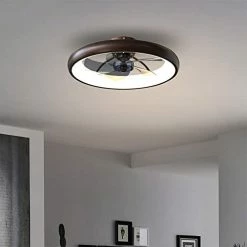 Hot Sale 🎉 Ceiling Fan With Lights Dimmable LED Reversible Blades Timing With Remote Control, 5 Invisible Blades Semi Flush Mount Low Profile Fan (21.5in, Black) ❤️ -Lighting & Ceiling Fans Shop 312G7CJiTAL. AC