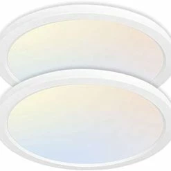 Best Pirce 🤩 13 Inch LED Round Flat Panel Light, 24W 2400lm 3000K/4000K/5000K CCT Selectable, Dimmable Edge-Lit Flush Mount LED Ceiling Light For Kitchen, Bedroom, Laundry And Closet Room, Black Silver ⌛ -Lighting & Ceiling Fans Shop 3156FbLsQoL. AC