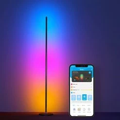 Cheapest 😍 RGBIC Floor Lamp, LED Corner Lamp Works With Alexa, Smart Modern Floor Lamp With Music Sync And 16 Million DIY Colors, Ambiance Color Changing Standing Lamp For Bedroom Living Room Gaming Room 🛒