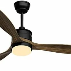 Hot Sale 😀 Ceiling Fans With Lights Remote Control,52-inch Indoor Outdoor Wood Ceiling Fan With 3 Blade Noiseless Motor Solid Walnut And Matte Black Big Wood Blades Black Body ⭐ -Lighting & Ceiling Fans Shop 319bT2WOtKL. AC