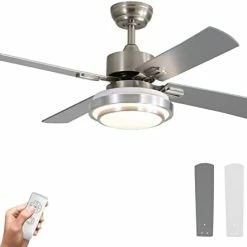 Discount ✔️ Warmiplanet 52 Inch Ceiling Fan With Lights Remote Control For Bedroom,Living Room, Office, Basement, Kitchen, Dining Room, Brushed Nickel (4-Blades) 🔥 -Lighting & Ceiling Fans Shop 31Am5ux415L. AC
