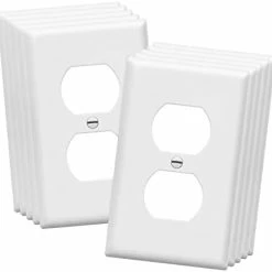 Budget 🛒 ENERLITES Duplex Wall Plates Kit, Electrical Outlet Covers, Standard Size 1-Gang 4.50" X 2.76", Unbreakable Polycarbonate Thermoplastic, Electric Receptacle Plug Covers, 8821-W-10PCS, White, 10 Pack 😍 -Lighting & Ceiling Fans Shop 31C7rwDzf L. AC