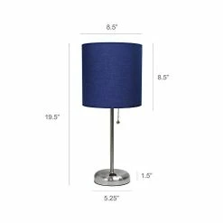 Best Sale ❤️ LT2024-NAV Stick Charging Outlet Table Lamp, Brushed Steel Base/Navy Shad ✔️ 22 Best Sale ❤️ LT2024-NAV Stick Charging Outlet Table Lamp, Brushed Steel Base/Navy Shad ✔️ -Lighting & Ceiling Fans Shop 31CftxL5d6L