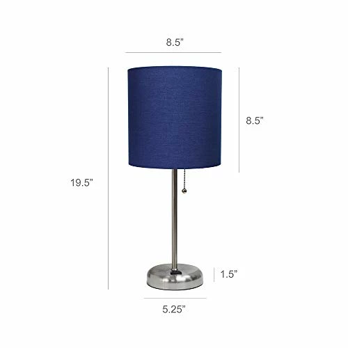 Best Sale ❤️ LT2024-NAV Stick Charging Outlet Table Lamp, Brushed Steel Base/Navy Shad ✔️ 8 Best Sale ❤️ LT2024-NAV Stick Charging Outlet Table Lamp, Brushed Steel Base/Navy Shad ✔️ - Image 6