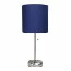 Best Sale ❤️ LT2024-NAV Stick Charging Outlet Table Lamp, Brushed Steel Base/Navy Shad ✔️ -Lighting & Ceiling Fans Shop 31G9YKT5UIL