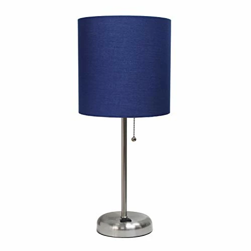 Best Sale ❤️ LT2024-NAV Stick Charging Outlet Table Lamp, Brushed Steel Base/Navy Shad ✔️ 3 Best Sale ❤️ LT2024-NAV Stick Charging Outlet Table Lamp, Brushed Steel Base/Navy Shad ✔️