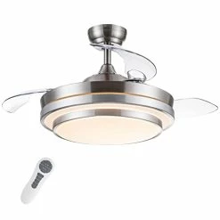Best reviews of π Retractable Ceiling Fan With Lights Remote Control, 42 Inch Modern Ceiling Fan For Bedroom Living Room In 3 Color Changeable,Timer, Noiseless DC Motor, 6 Speed, Brush Nickel, Ceiling Fans Brushed Nickel (3 Blades) π