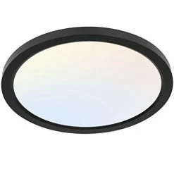 Best Pirce 🤩 13 Inch LED Round Flat Panel Light, 24W 2400lm 3000K/4000K/5000K CCT Selectable, Dimmable Edge-Lit Flush Mount LED Ceiling Light For Kitchen, Bedroom, Laundry And Closet Room, Black Silver ⌛