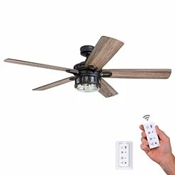 Outlet ๐ฅ Bonterra - 52-in Indoor Fan With Remote Control- LED Ceiling Fan With Light - Contemporary Room Fan With Dual Finish Blades - Model 50690-01 (Matte Black) ๐ฏ