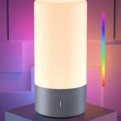 Outlet 🌟 Table Lamp, [Advanced] Bedside Touch Control Lamp For Bedroom 3 Level Dimmable Warm White Lights With 256 RGB Color Mode Modern Deisgn Smart Nightstand Desktop LED Lamps Portable For Read Gray 🤩 -Lighting & Ceiling Fans Shop 31RBZXciO6L. AC