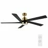 Budget ✔️ 64 Inch DC Ceiling Fan With Lights And Remote Control, 5 Reversible Carved Wood Blades, 6-Speed Noiseless DC Motor, Modern Ceiling Fan In Brass Finish With Balck Blades, ETL Listed Black ✔️ -Lighting & Ceiling Fans Shop 31SQgnovYSL