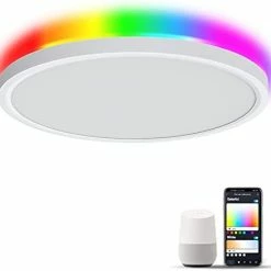 Coupon 🛒 Smart Ceiling Light Fixture 12Inch - 24W Smart Led Ceiling Light Ultra Thin Color Changing RGB Ceiling Light - App Control 2400lm 3000K-6500K Dimmable - 2.4GHzWi-Fi Compatible With Alexa Google Home 5.backlit Rgb 1pack 2800lm(white) ✔️ -Lighting & Ceiling Fans Shop 31bHjUYPLML. AC