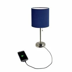 Best Sale ❤️ LT2024-NAV Stick Charging Outlet Table Lamp, Brushed Steel Base/Navy Shad ✔️ 20 Best Sale ❤️ LT2024-NAV Stick Charging Outlet Table Lamp, Brushed Steel Base/Navy Shad ✔️ -Lighting & Ceiling Fans Shop 31bSBI6nbYL