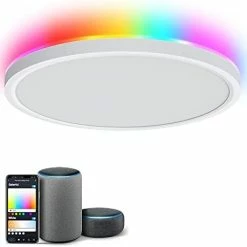 Coupon 🛒 Smart Ceiling Light Fixture 12Inch - 24W Smart Led Ceiling Light Ultra Thin Color Changing RGB Ceiling Light - App Control 2400lm 3000K-6500K Dimmable - 2.4GHzWi-Fi Compatible With Alexa Google Home 5.backlit Rgb 1pack 2800lm(white) ✔️ -Lighting & Ceiling Fans Shop 31dRRbUwRL. AC