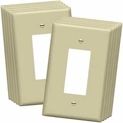 New 🤩 Decorator Light Switch Or Receptacle Outlet Wall Plate, Size 1-Gang 4.50 Inches X 2.76 Inches, Unbreakable Polycarbonate Thermoplastic, 8831-W-10PCS, White (10 Pack), UL Listed 😀 -Lighting & Ceiling Fans Shop 31eVeUcU S. AC