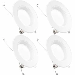 Promo 🧨 5/6 Inch LED Can Lights Retrofit Recessed Lighting, Baffle Trim, Dimmable, 3000K Warm White, 13W=75W, 965 LM, Damp Rated, Replacement Conversion Kit – UL Energy Star Listed 4 Pack ⌛