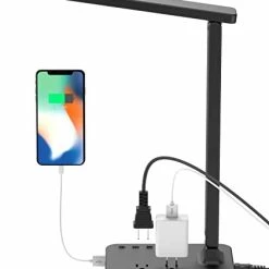 Best Pirce ✨ LED Desk Lamp, Drevet Desk Light With 1 USB Charging Port And 2 AC Power Outlet, 3 Lighting Modes, 3 Level Brightness,1H Timer, Touch Control, Eye-Caring Home Office Foldable Table Lamp (Black) Black-1 Usb ⌛ -Lighting & Ceiling Fans Shop 31oHBJulDL. AC