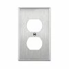 Budget ❤️ Duplex Receptacle Metal Wall Plate, Stainless Steel Outlet Cover, Corrosion Resistant, Size 1-Gang 4.50" X 2.76", UL Listed, 7721, 430, Silver, Standard 💯