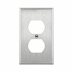 Budget ❤️ Duplex Receptacle Metal Wall Plate, Stainless Steel Outlet Cover, Corrosion Resistant, Size 1-Gang 4.50" X 2.76", UL Listed, 7721, 430, Silver, Standard 💯