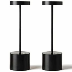 Deals 🎉 2 Pack Rechargeable Table Lamp, LED Cordless Desk Lamp,5000mAh Battery Operated Portable Table Light,3 Color Stepless Dimming Up To 40 Hours Usage For Restaurant/Indoor/Outdoor(Black) ❤️