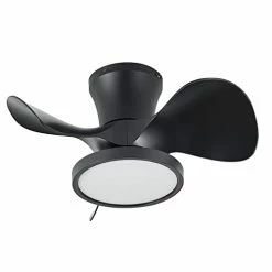 Outlet 👍 Quiet Ceiling Fan With LED Light 22 Inch Large Air Volume Remote Control Black For Kitchen Bedroom Dining Room Pat 🎁