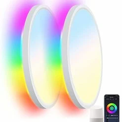 Coupon 🛒 Smart Ceiling Light Fixture 12Inch - 24W Smart Led Ceiling Light Ultra Thin Color Changing RGB Ceiling Light - App Control 2400lm 3000K-6500K Dimmable - 2.4GHzWi-Fi Compatible With Alexa Google Home 5.backlit Rgb 1pack 2800lm(white) ✔️ -Lighting & Ceiling Fans Shop 31vBlOUO9lL. AC