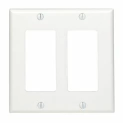 Buy ❤️ Leviton 80409-W 2-Gang Decora/GFCI Device Wallplate, Standard Size, Thermoset, Device Mount, White 👏