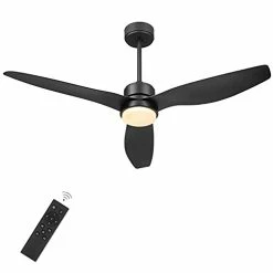 Flash Sale ๐ 52 Inch Indoor/Outdoor Modern Ceiling Fan With Lights And Remote Control, Reversible Blades, For Living Room, Bedroom, Bathroom, Matte Black, 52-YJ359-B ๐