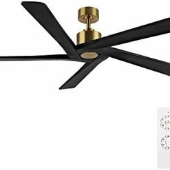 Budget ✔️ 64 Inch DC Ceiling Fan With Lights And Remote Control, 5 Reversible Carved Wood Blades, 6-Speed Noiseless DC Motor, Modern Ceiling Fan In Brass Finish With Balck Blades, ETL Listed Black ✔️ -Lighting & Ceiling Fans Shop 31zFYV9XtcL. AC 1