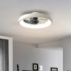 Hot Sale 🎉 Ceiling Fan With Lights Dimmable LED Reversible Blades Timing With Remote Control, 5 Invisible Blades Semi Flush Mount Low Profile Fan (21.5in, Black) ❤️ -Lighting & Ceiling Fans Shop 31zf4wkad7L. AC