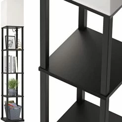 Outlet ✔️ LED Modern Shelf Floor Lamp With 3CCT LED Bulb And White Lamp Shade - Display Floor Lamps With Shelves For Living Room, Bedroom And Office - Black 🎁 -Lighting & Ceiling Fans Shop 410zh0omxLL. AC