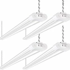 Best Pirce ✨ Linkable LED Shop Light For Garage, 4400lm, 4FT 42W Utility Light Fixture, 5000K Daylight LED Workbench Light W/Plug [250W Equivalent]Hanging Or Surface Mount, Black - 4 Pack ETL ❤️ -Lighting & Ceiling Fans Shop 412JSZrZBBL. AC