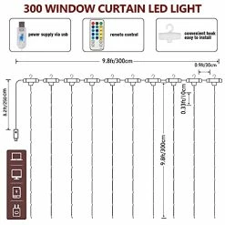 Flash Sale 👍 Window Curtain String Lights, 300 LED 8 Lighting Modes Fairy Copper Light With Remote, USB Powered Waterproof For ❄ Christmas Bedroom Party Wedding Home Garden Wall Decorations, Cool White ❤️ -Lighting & Ceiling Fans Shop 412gEKhgtqL