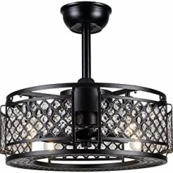 Outlet ✔️ Ceiling Fans With Lights - Modern Enclosed Ceiling Fan Indoor With Remote Control, Black Caged Industrial Ceiling Fan Light Kit For Living Room, Bedroom, Kitchen (Stripped) ❤️ -Lighting & Ceiling Fans Shop 412kFr4ewL. AC