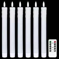 Cheapest 👍 Flameless Ivory Taper Candles Flickering With 10-Key Remote, Battery Operated Led Warm 3D Wick Light Window Candles Real Wax Pack Of 6, 🎄 Christmas Home Wedding Decor(0.78 X 9.64 Inch) ✔️ -Lighting & Ceiling Fans Shop 414TozWAu5L. AC