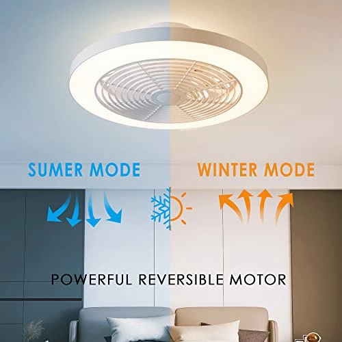 Outlet 😀 Low Profile Ceiling Fan - 19.7" Smart Bladeless Ceiling Fans With Light And Remote,3 Colors Dimmable LED 6 Speeds 8 Blades Enclose Ceiling Fans With Light For Adult Kids Living Room Bedroom Black ✨ 6 Outlet 😀 Low Profile Ceiling Fan - 19.7" Smart Bladeless Ceiling Fans With Light And Remote,3 Colors Dimmable LED 6 Speeds 8 Blades Enclose Ceiling Fans With Light For Adult Kids Living Room Bedroom Black ✨ - Image 4