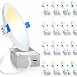 Best deal 🎉 16 Pack Ultra-Thin LED Recessed Lighting 6 Inch 5CCT With Junction Box, 2700K-5000K Selectable, 12W 110W Eqv, Dimmable Can-Killer Downlight, 1050LM High Brightness - ETL&Energy Star 6000k - Clear Whit 🥰 -Lighting & Ceiling Fans Shop 415WKLGYjiL. AC