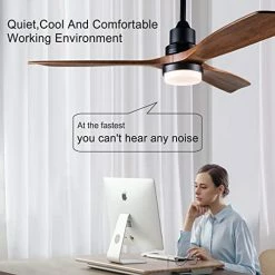 Best deal 💯 52” Ceiling Fans With Lights Remote Control,Indoor Outdoor Wood Ceiling Fan With 3 Blade For Patio Living Room, Bedroom, Office, ☀️ Summer House, Etc Nature Wood Blades White Body 🎉 -Lighting & Ceiling Fans Shop 415mY1hCUKL