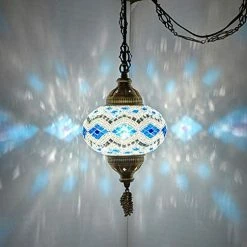 Cheap ❤️ (8 Colors) Turkish Moroccan Mosaic Swag Plug In Pendant Ceiling Hanging Light With 15feet Cord Decorated Chain & North American Plug (Multicolor - 6" Diameter) 😉 -Lighting & Ceiling Fans Shop 416BXZtk2nL. AC